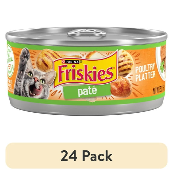 (24 pack) Purina Friskies Pate, Poultry Platter, Wet Cat Food, 5.5 oz Can