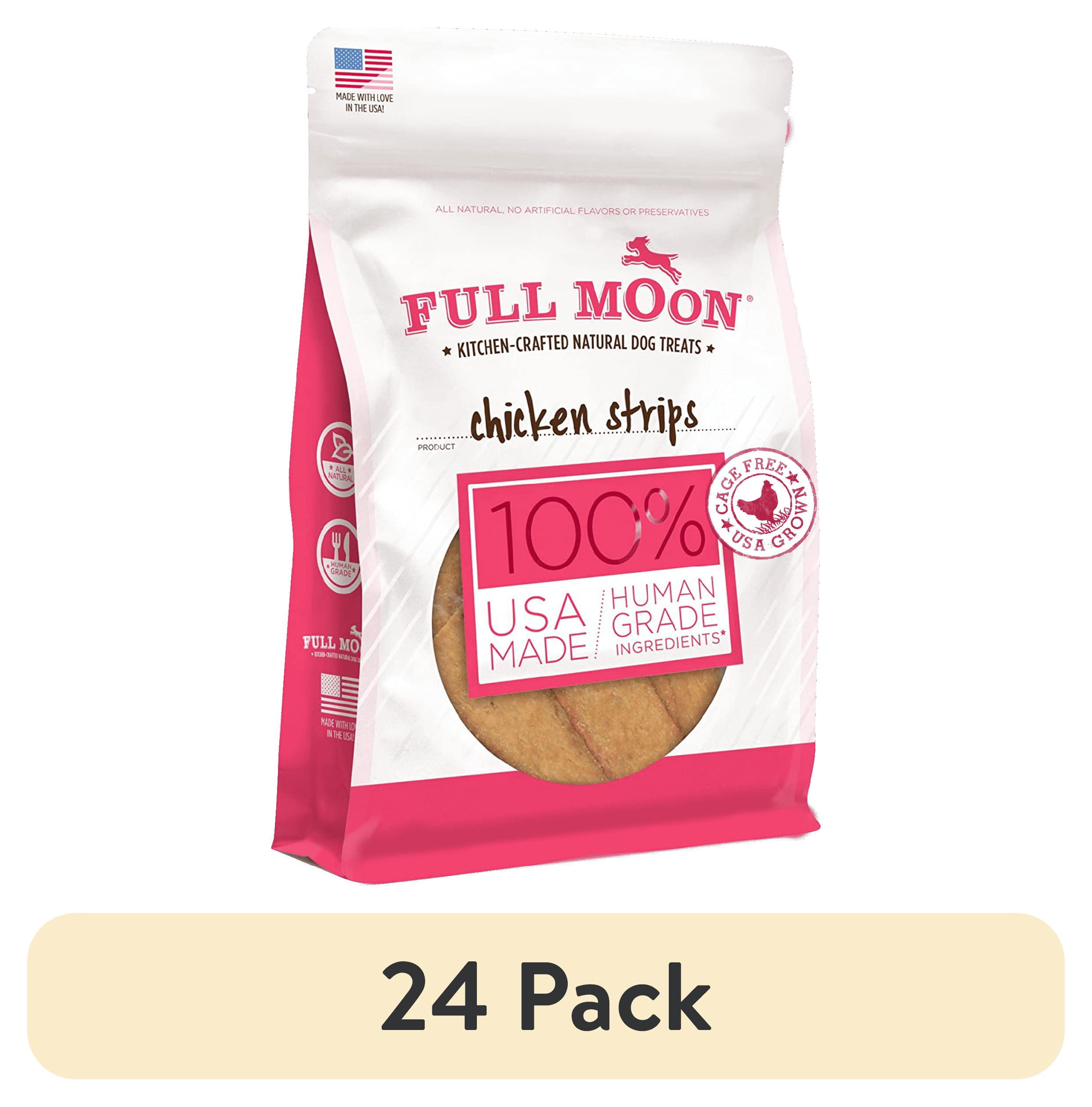 (24 pack) Full Moon All Natural Human Grade Dog Treats, Chicken Strips, 12 Oz.