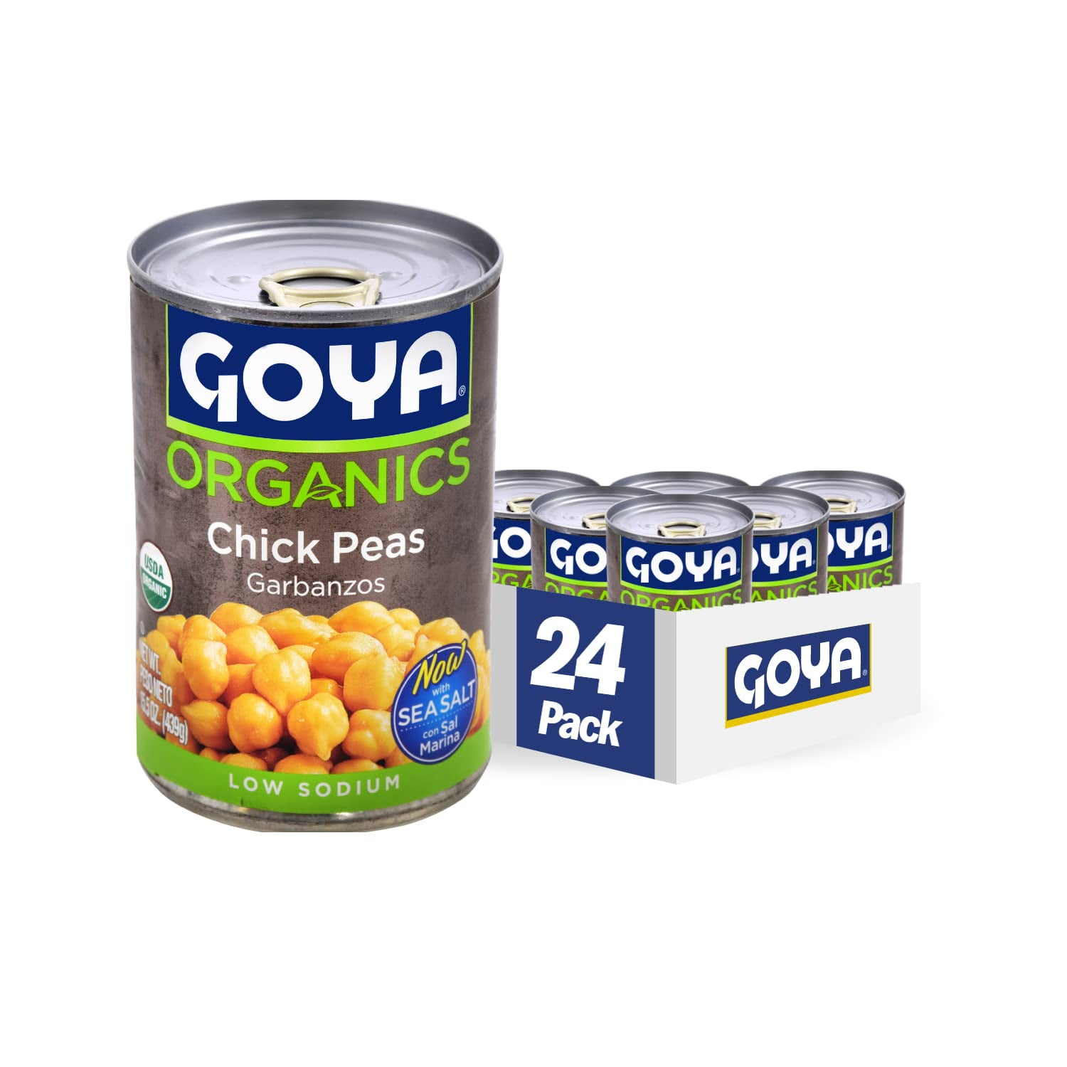 (24 pack) GOYA Organics Chick Peas, Low Sodium, 15.5 oz