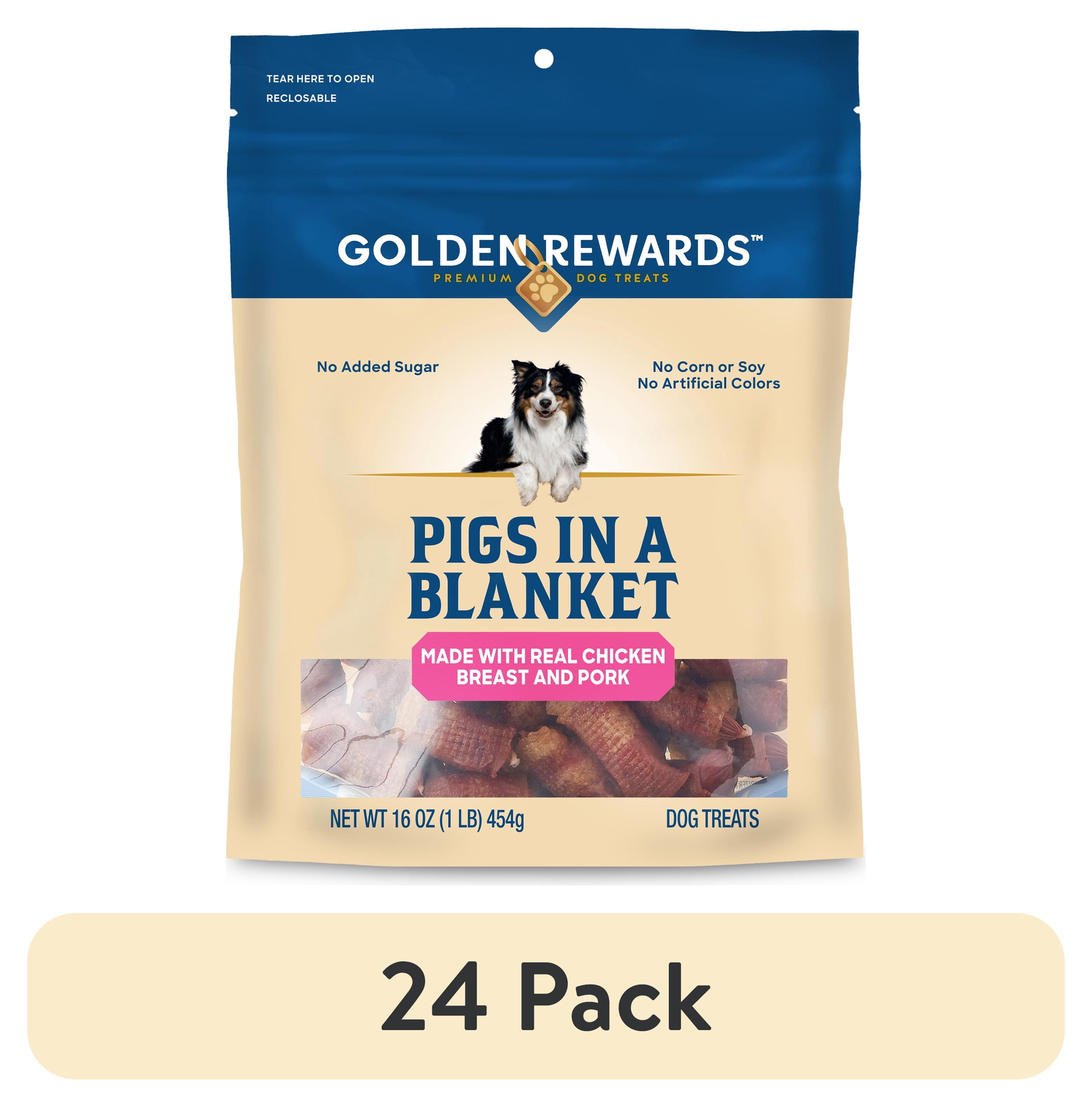 (24 pack) GR Pigs in a Blanket Chicken and Pork Sausage Dog Treats, 16 oz
