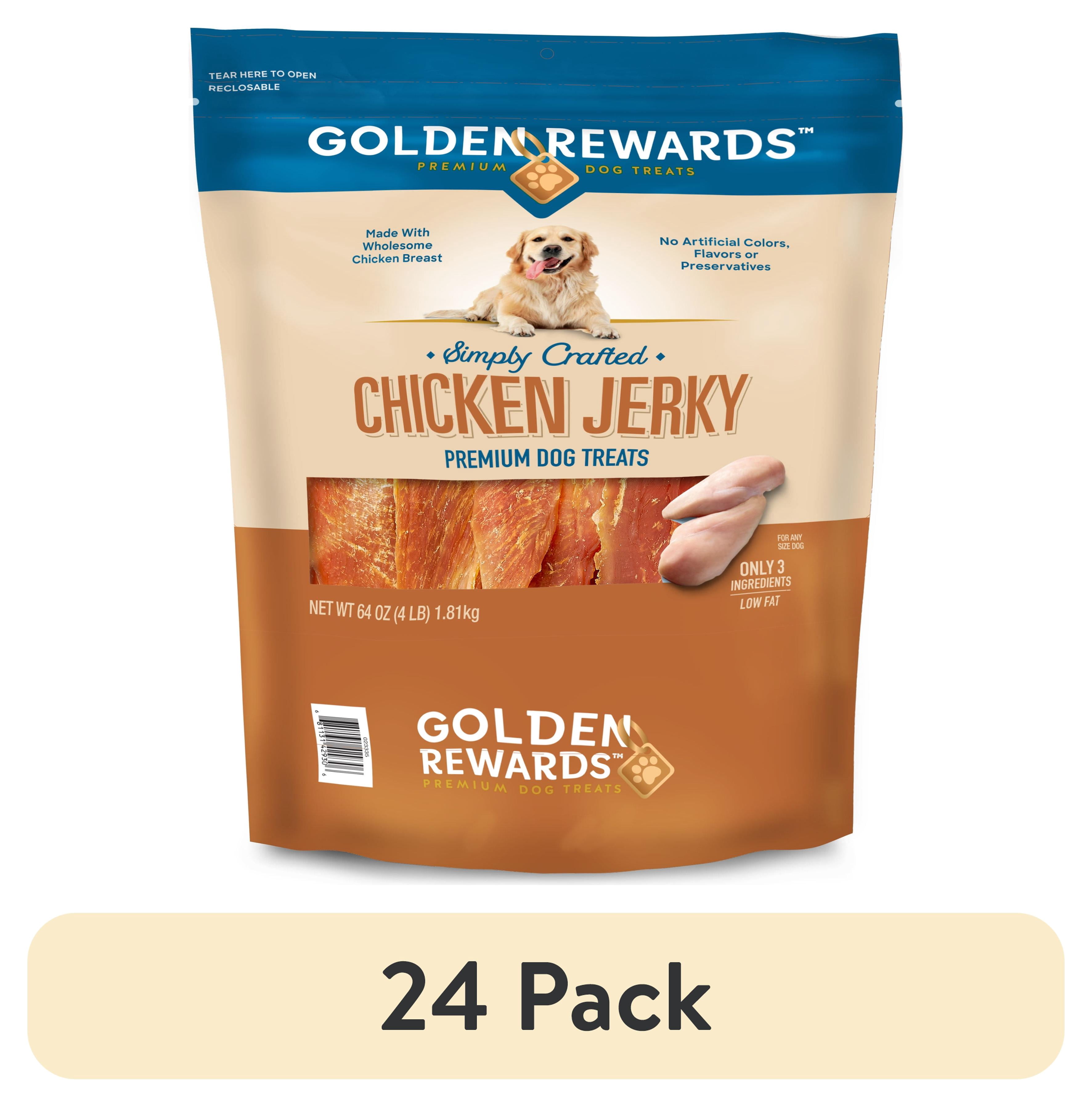 (24 pack) Golden Rewards Chicken Flavor Premium Dry Jerky Treats for All Dogs, 64 oz