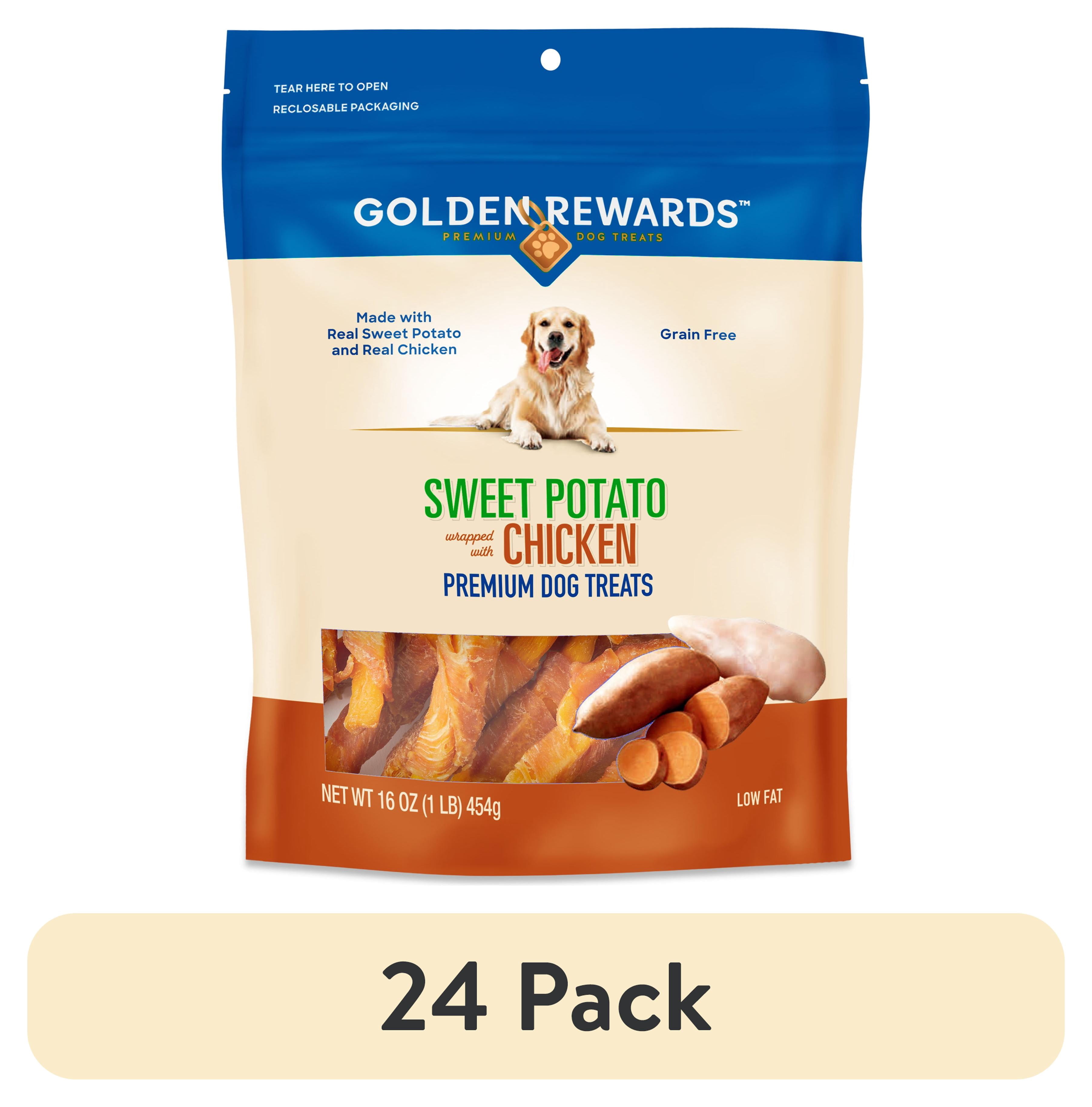 (24 pack) Golden Rewards Sweet Potato Wrapped with Chicken Dog Treats, 16 oz
