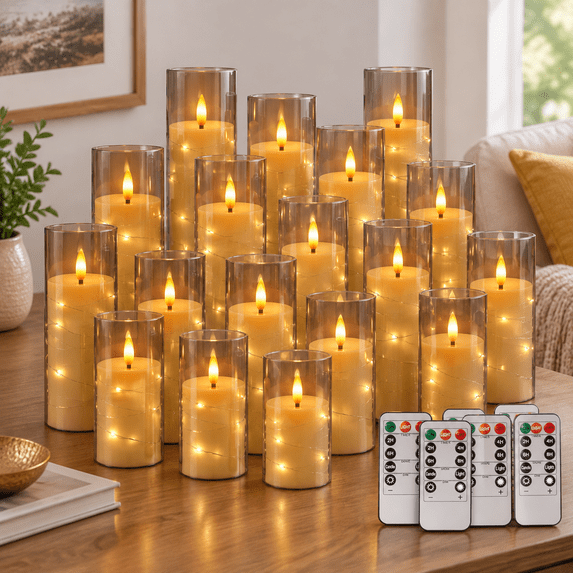 Command Candles 24-pack Grayless Candles With Remote Control -led Embedded Star String ...