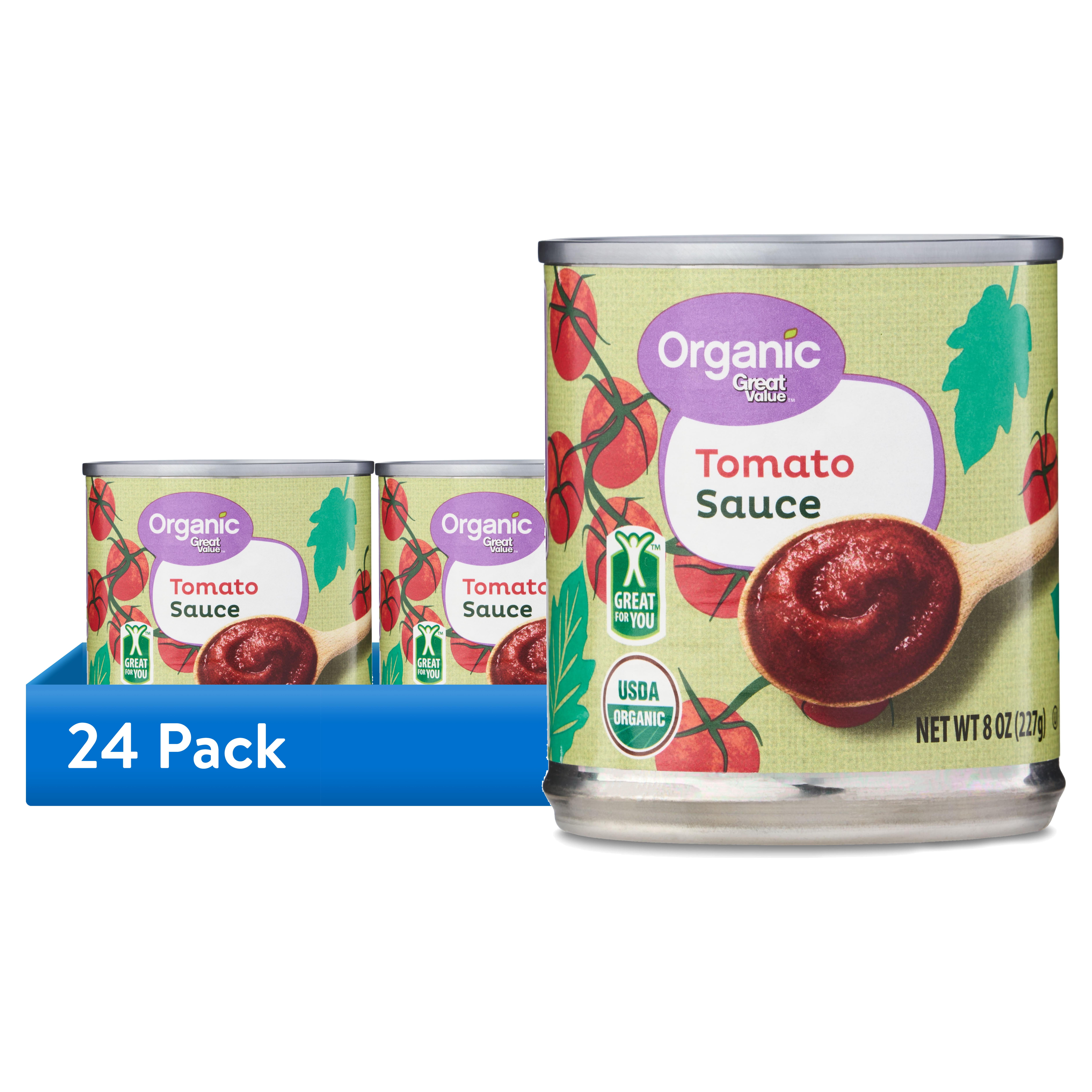 (24 pack) Great Value Organic Tomato Sauce, 8 oz