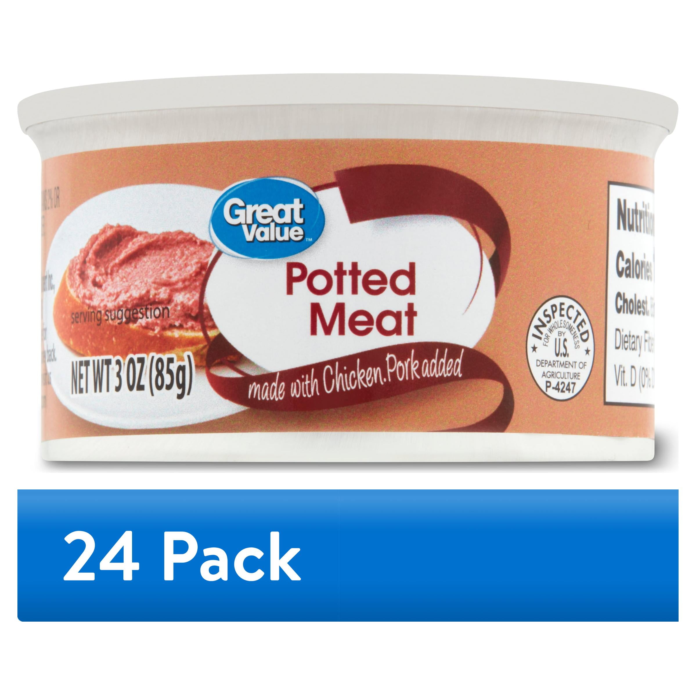 Great Value Potted Meat 3 oz, Ground Chicken and Pork, Easy Snack