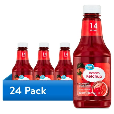 (24 pack) Great Value Tomato Ketchup, 14 oz