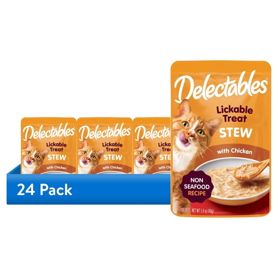 (24 pack) Hartz Delectables Stew Non-Seafood Lickable Wet Cat Treats - Chicken, 1.4oz, One Pouch