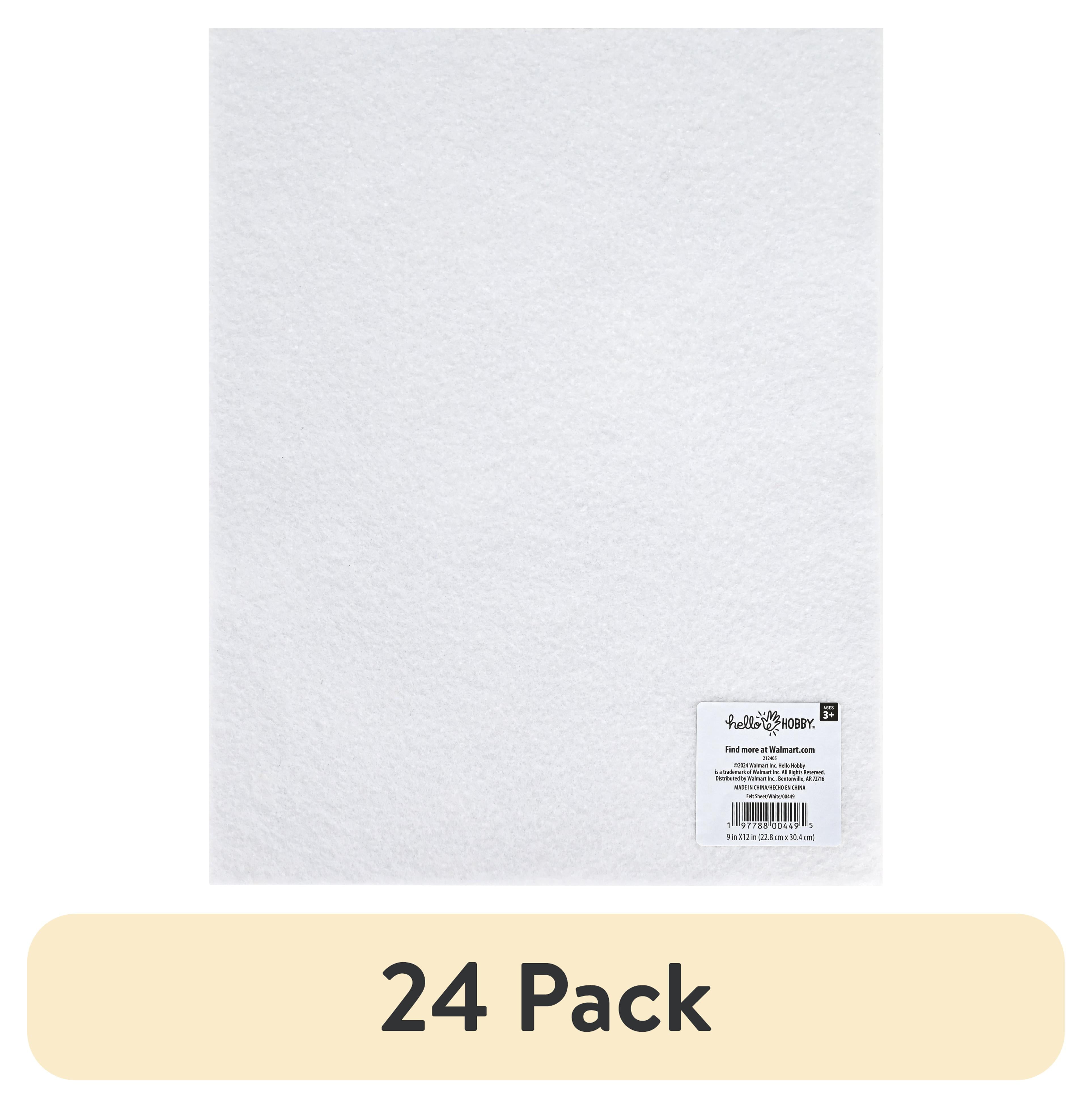 (24 pack) Hello Hobby Soft White Felt Craft Sheet, 9" x 12" for Sewing and DIY