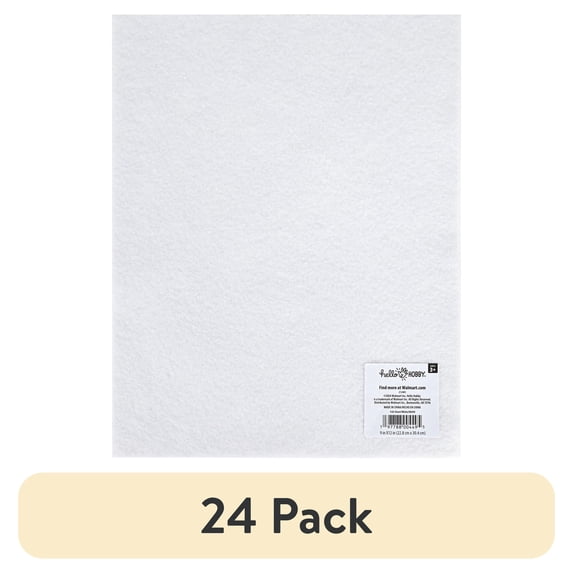 (24 pack) Hello Hobby Soft White Felt Craft Sheet, 9" x 12" for Sewing and DIY