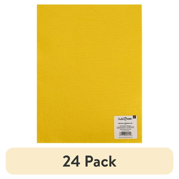 (24 pack) Hello Hobby Yellow Felt Sheet for Craft Projects, Soft and Easy to Cut, 9" x 12"