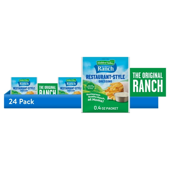 (24 pack) Hidden Valley Gluten Free Buttermilk Ranch Salad Dressing and Seasoning Mix, 0.4 oz