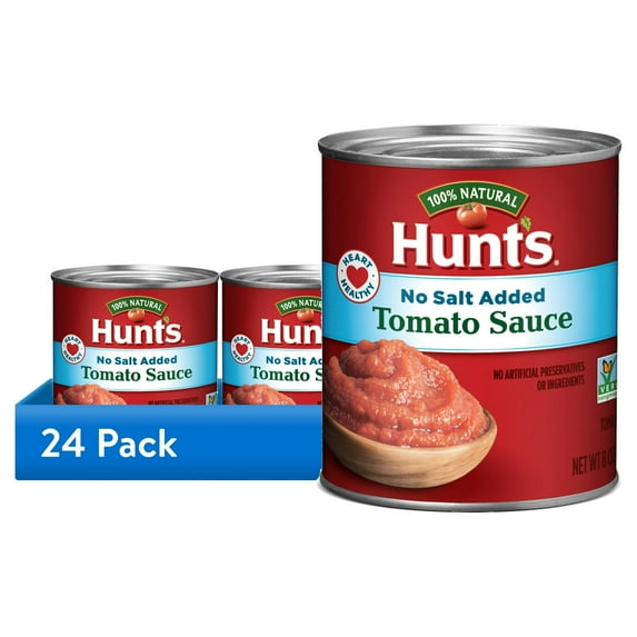 (24 pack) Hunt’s No Salt Added Tomato Sauce, Perfect for Chili & Soups, 8 oz. Can