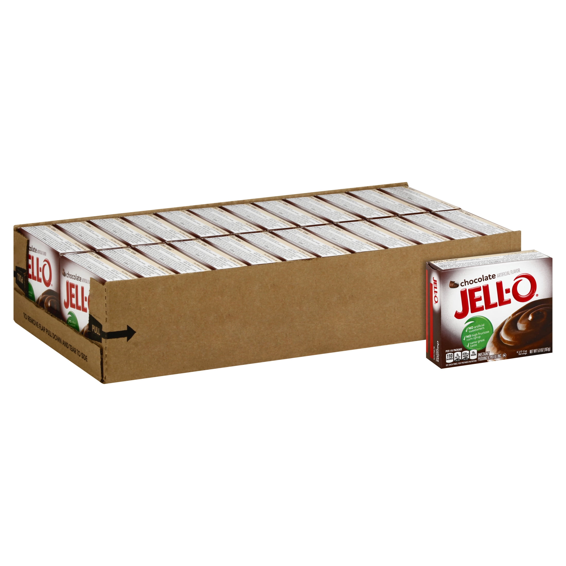(24 pack) Jell-O Chocolate Artificially Flavored Instant Pudding & Pie Filling Mix, Family Size, 5.9 oz. Box