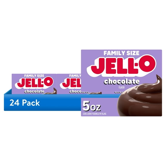 (24 pack) Jell-O Cook & Serve Chocolate Flavor Pudding & Pie Filling Mix, Family Size, 5 oz Box