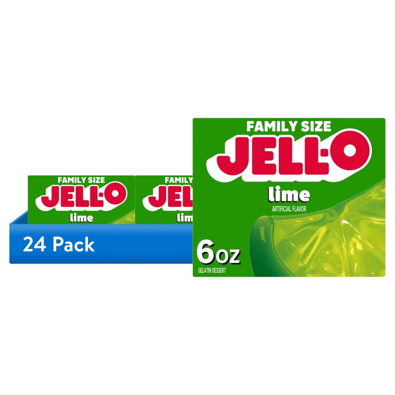24 pack) Jell-O Lime Gelatin Dessert Mix, Family Size, 6 oz Box