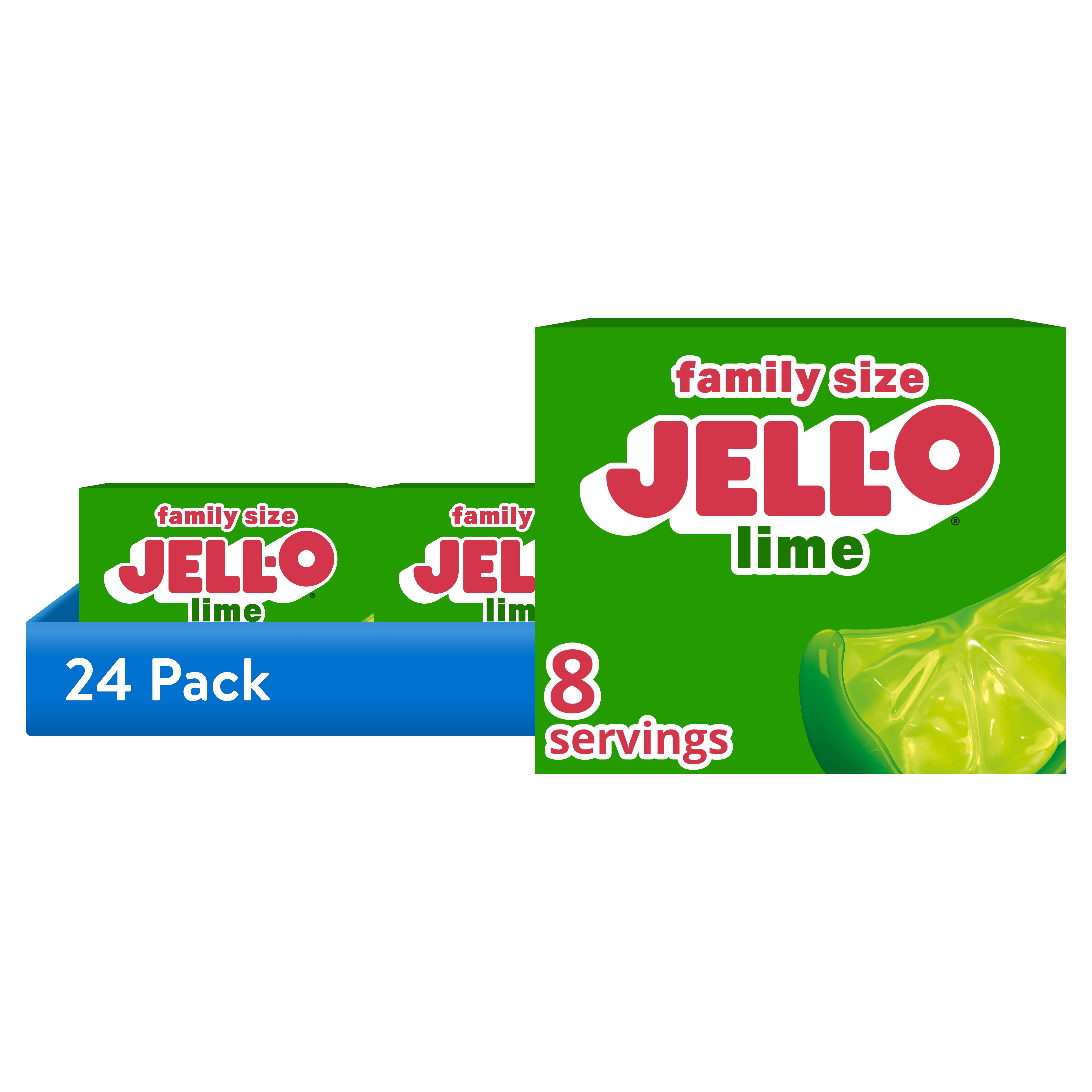 (24 pack) Jell-O Lime Gelatin Dessert Mix, Family Size, 6 oz Box