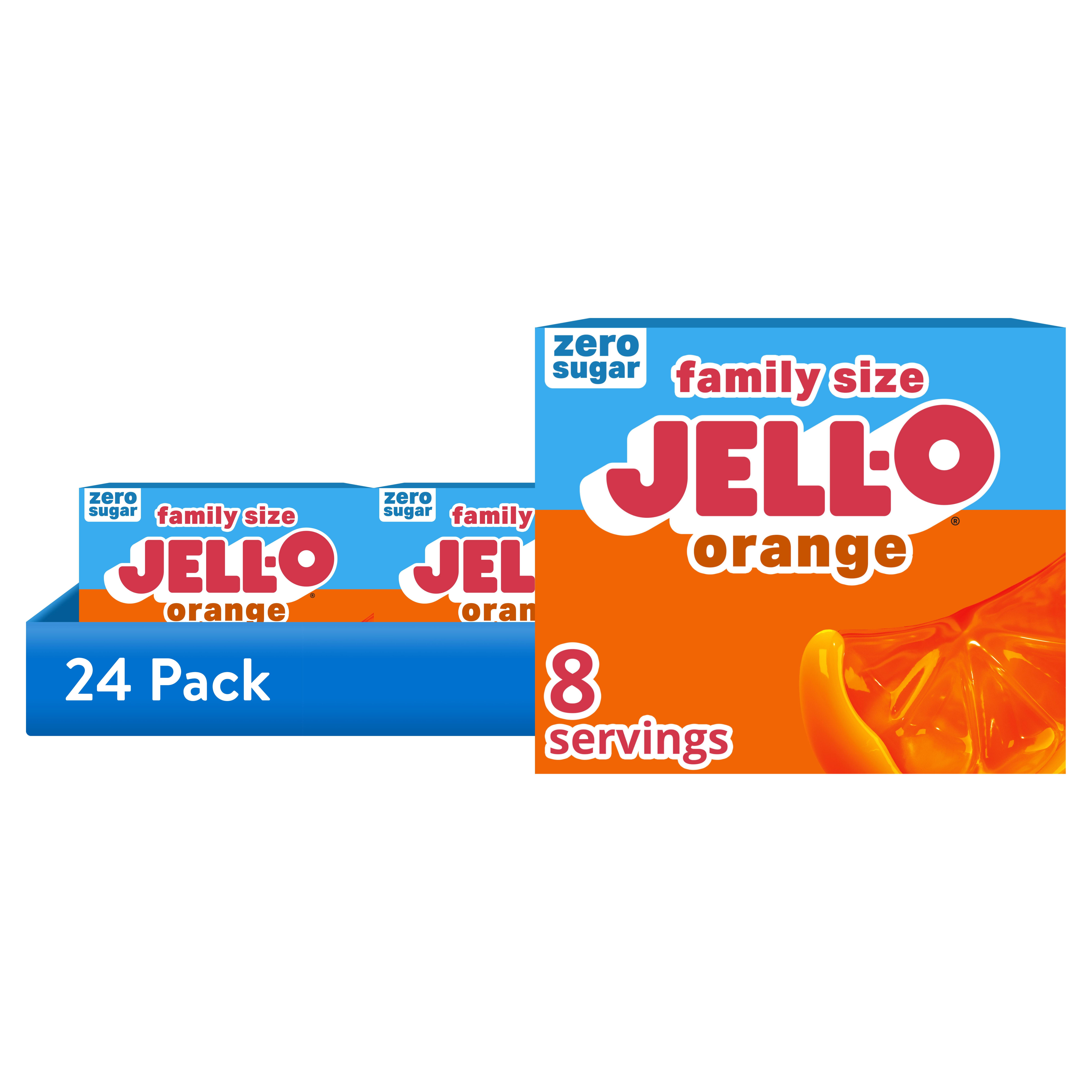 24 pack) Jell-O Orange Zero Sugar Low Calorie Gelatin Dessert Mix