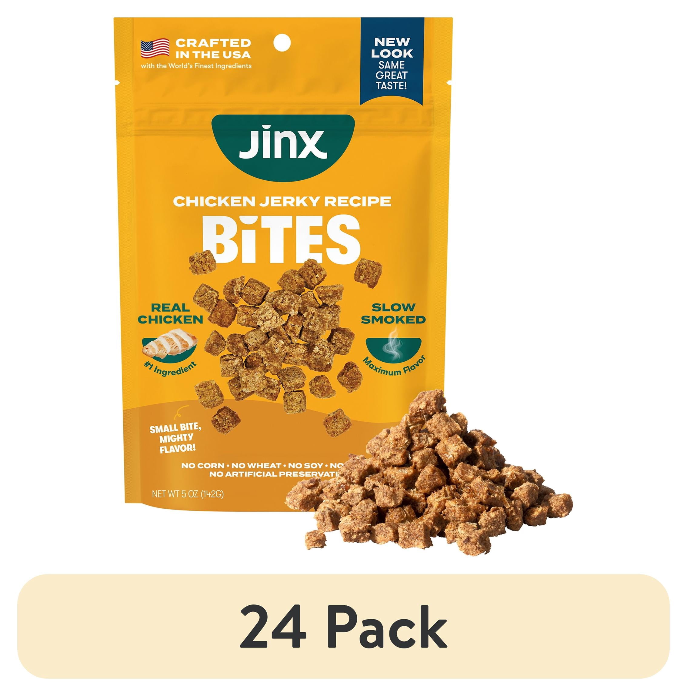 (24 pack) Jinx All Natural Slow-Smoked Chicken Flavor Jerky Bites for Dogs, 5 oz Bag