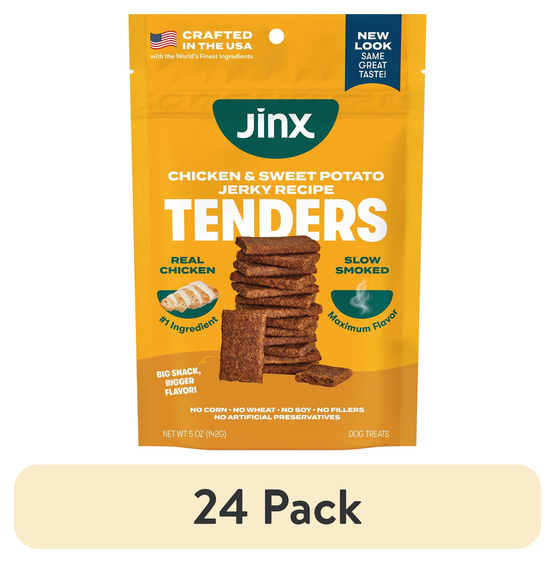 (24 pack) Jinx All Natural Slow-Smoked Chicken & Sweet Potato Flavor Jerky Tenders for Dogs, 5 oz Bag