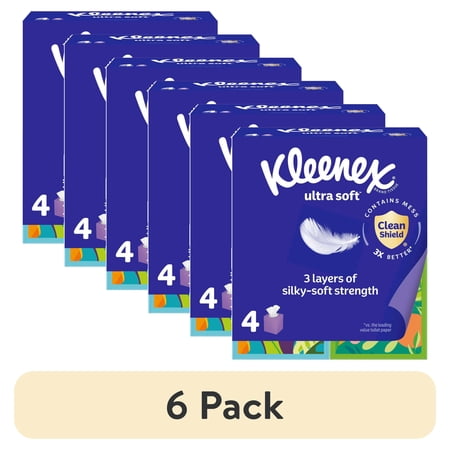 (24 pack) Kleenex Ultra Soft Facial Tissues, 4 Cube Boxes, 60 Tissues per Box, 3-Ply
