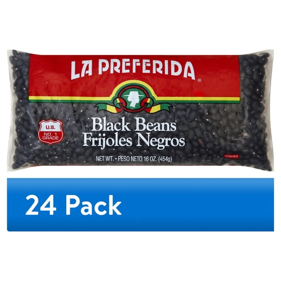 (24 pack) La Preferida Traditional Black Beans, 16 oz Bag, Gluten-Free and Dairy-Free