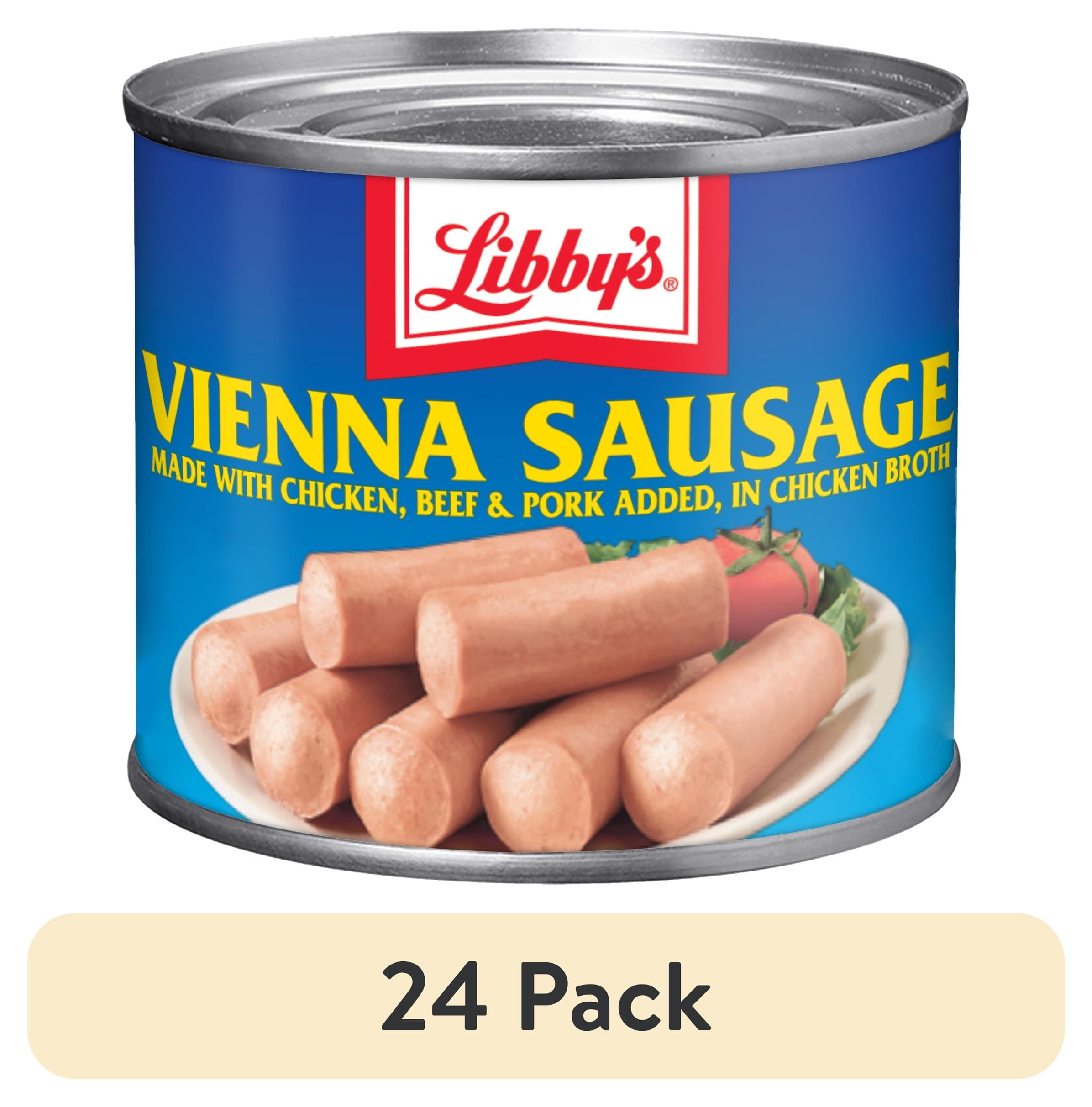 (24 pack) Libby's Vienna Sausage in Chicken Broth, 10g Protein Per Serving, Canned Sausage, 4.6 oz.Can