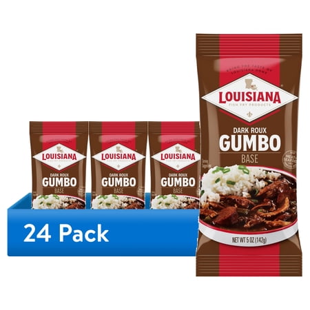 (24 pack) Louisiana Fish Fry Dark Roux Gumbo Base Mix, 5oz Bag