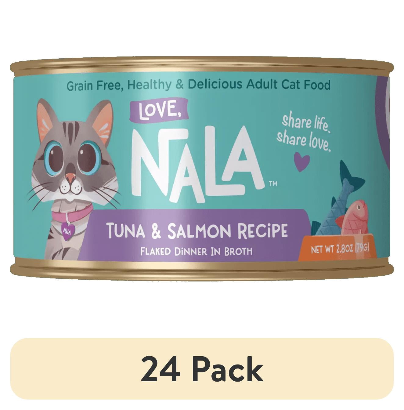 12 pack) Love, Nala Adult Cat Flaked Wet Cat Food Tuna & Salmon