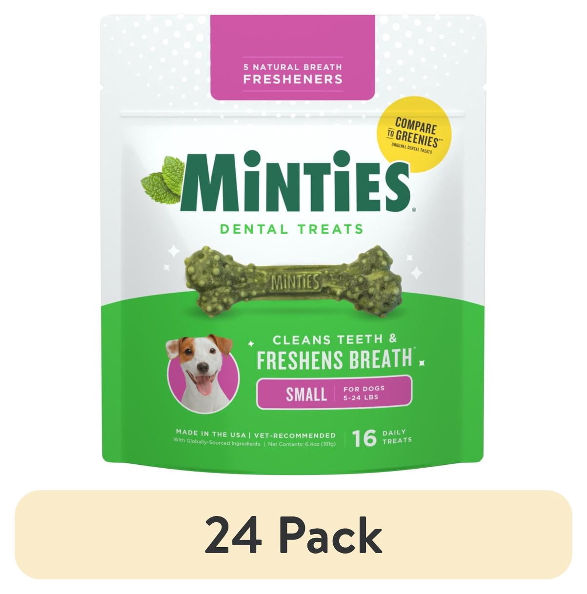 (24 pack) MINTIES Dog Dental Bone Treats, Dental Chews for Tiny & Small Dogs, 16 Count, Shelf-Stable