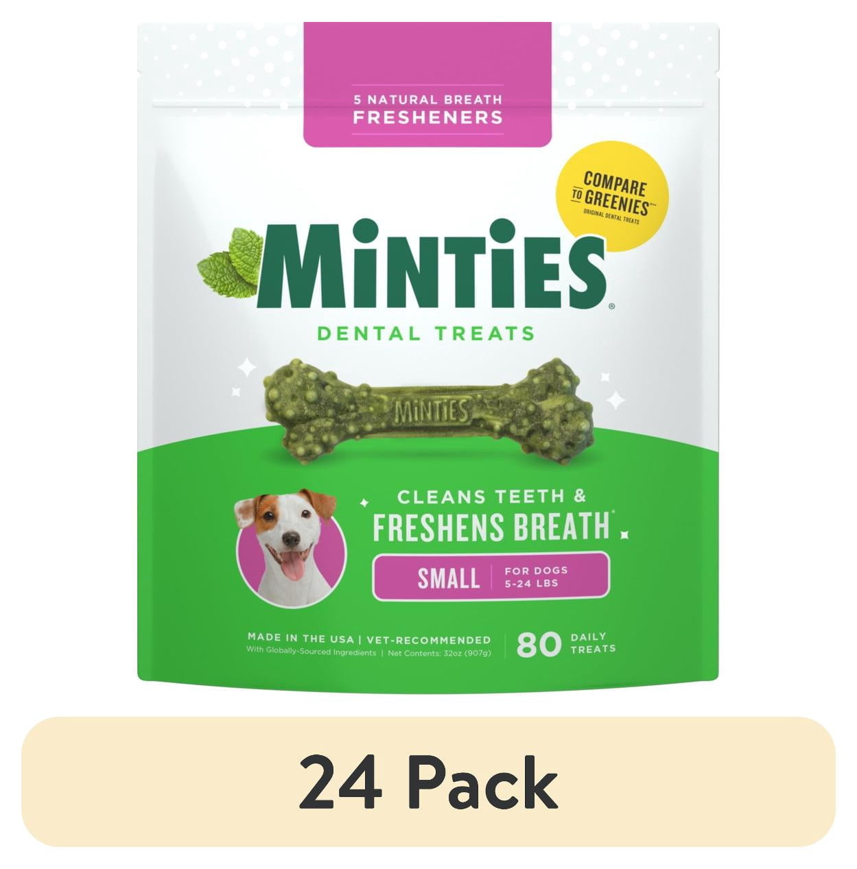 (24 pack) MINTIES Dog Dental Bone Treats, Dental Chews for Tiny & Small Dogs, 80 Count, Shelf-Stable
