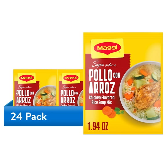 (24 pack) Maggi Sopa Sabor A Pollo Con Arroz Chicken Flavored Rice Soup Mix, Instant Soup Packets 1.94 oz