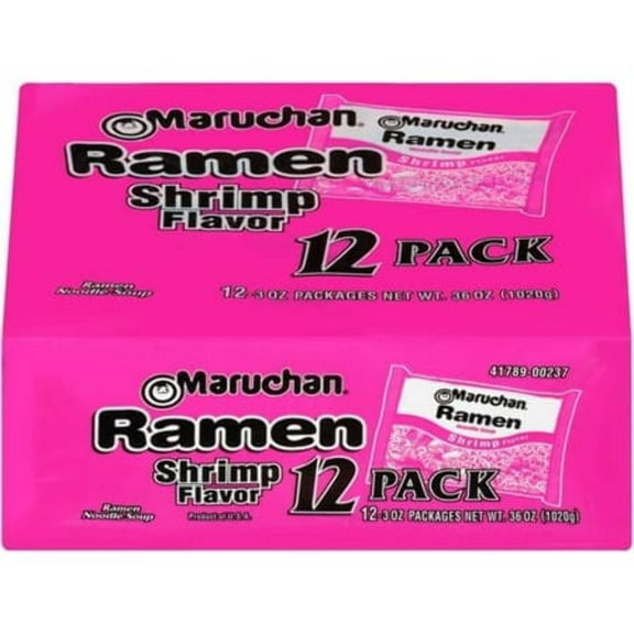 (24 pack) Maruchan Ramen Noodle Soup, Shrimp Flavor Instant Noodles, 3 oz, Pack of 12