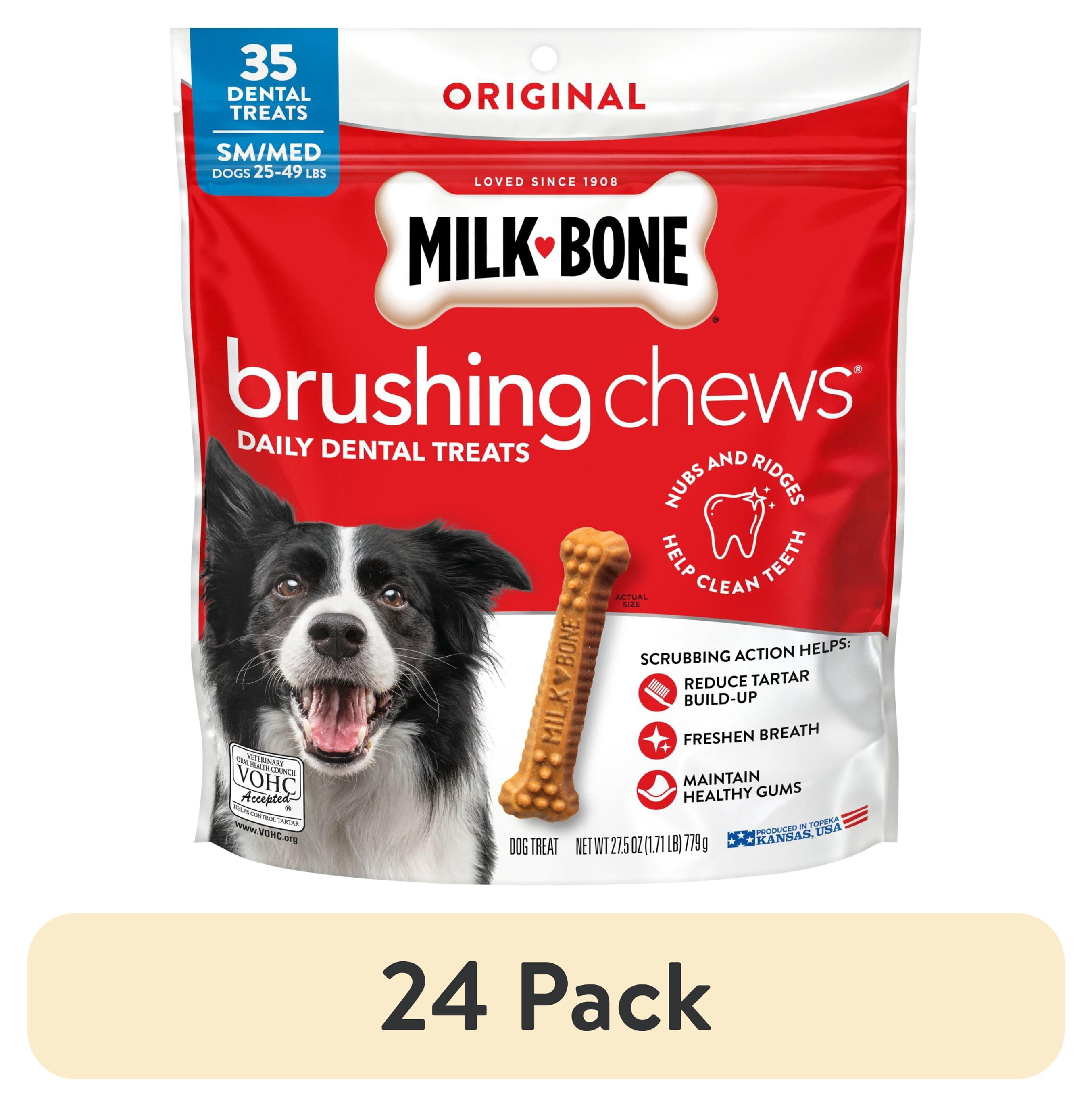 (24 pack) Milk Bone Brushing Chews Original Chicken Flavor Daily Dental Dog Treats, Small/Medium, 27.5 Ounce Bag