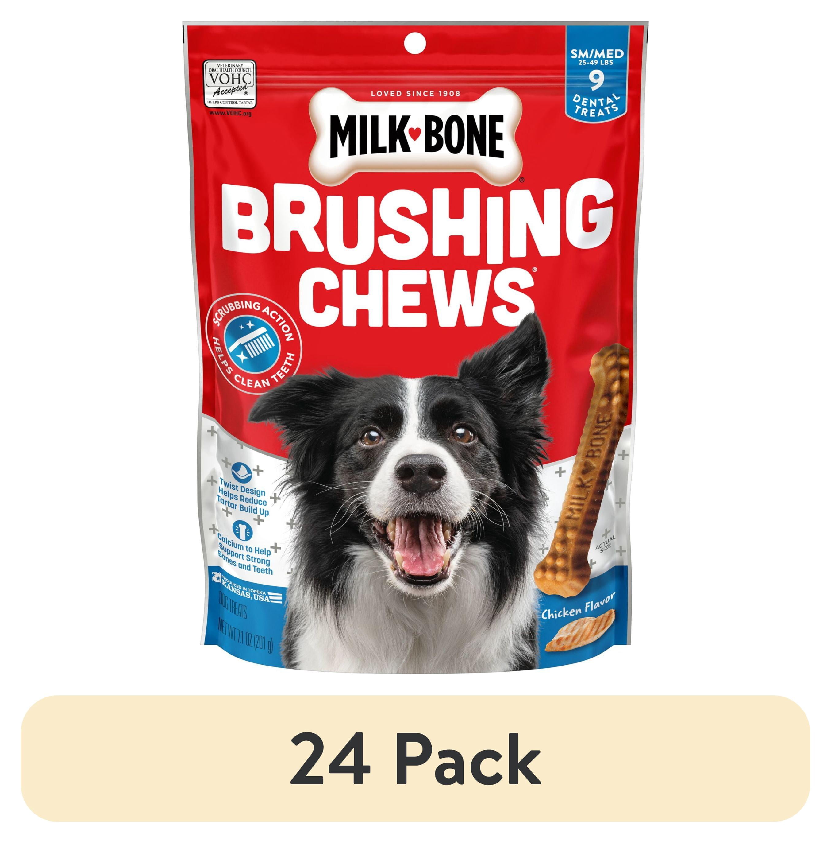 (24 pack) Milk Bone Brushing Chews Original Chicken Flavor Daily Dental Dog Treats, Small/Medium, 7.1 Ounce Bag