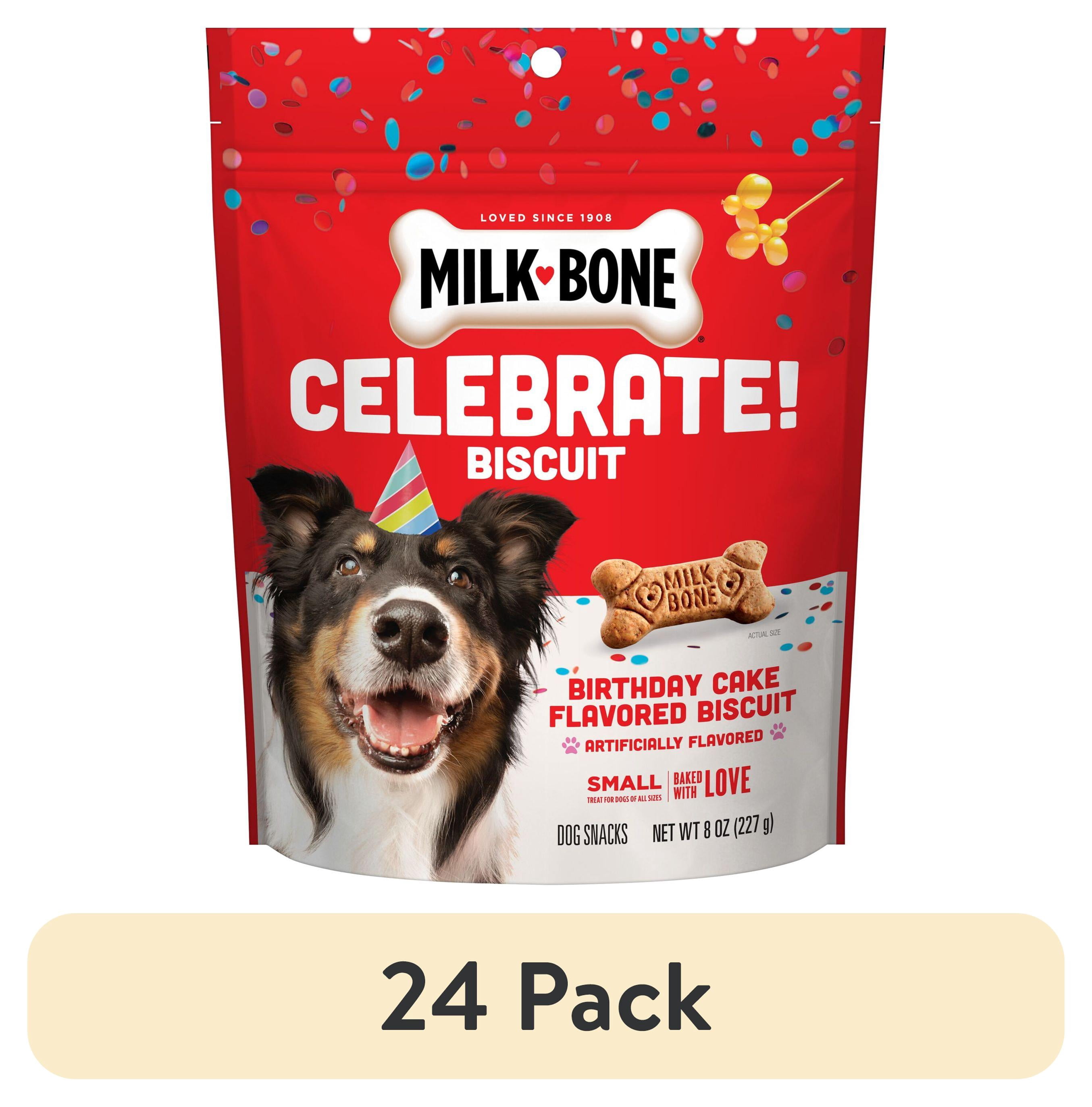 (24 pack) Milk Bone CELEBRATE Birthday Cake Artificially Flavored Biscuits, Small Dog Treats, 8 oz Bag