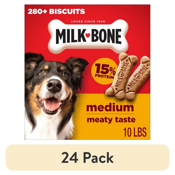 (24 pack) Milk Bone Crunchy Medium Dog Treats, 10 Lb. Box, Original Beef Flavor