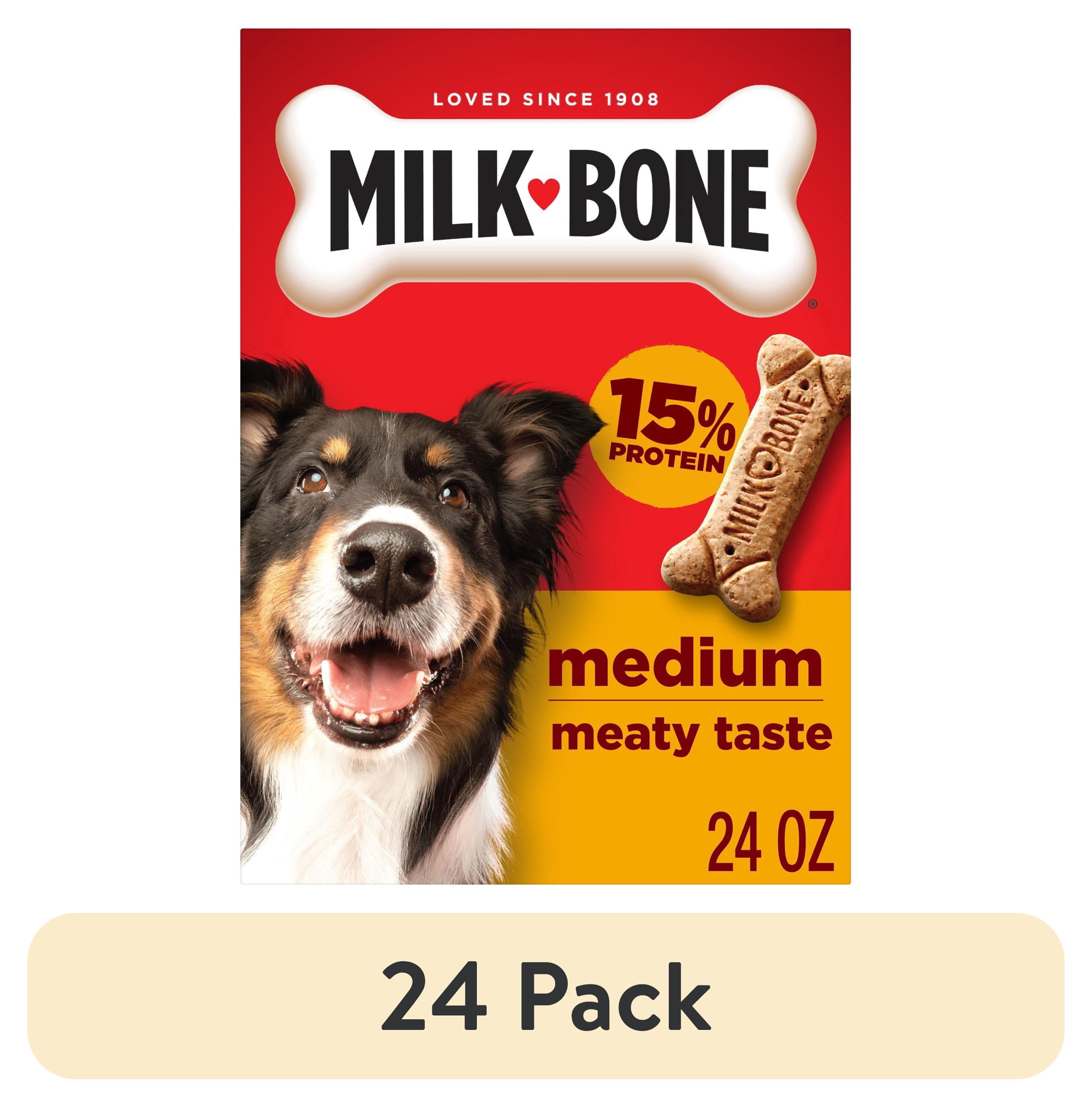 (24 pack) Milk Bone Crunchy Medium Dog Treats, 24 oz Box, Original Beef Flavor