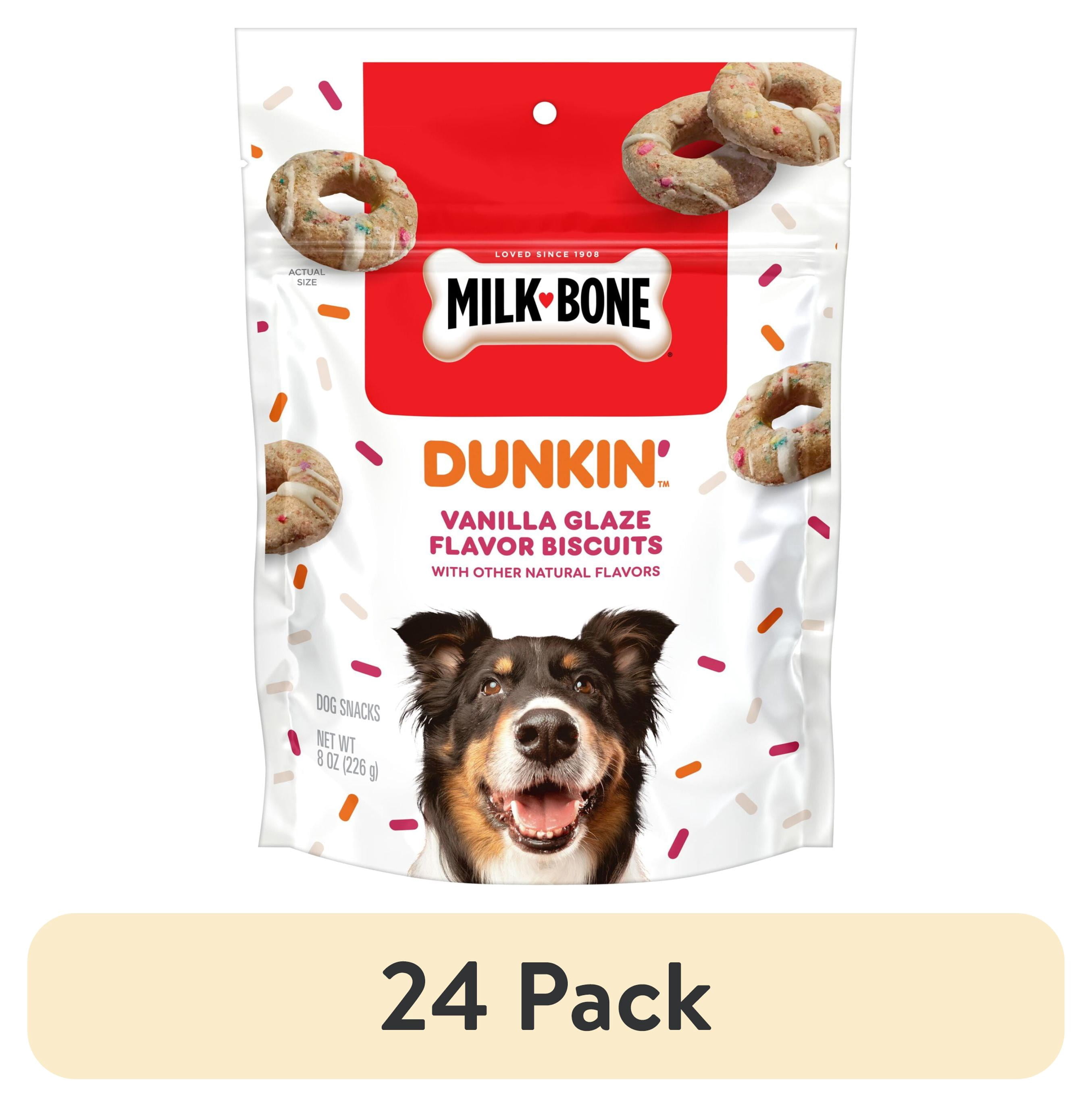 (24 pack) Milk Bone Dunkin’ Vanilla Glaze Flavor Dog Biscuits with Other Natural Flavors, 8 oz Bag