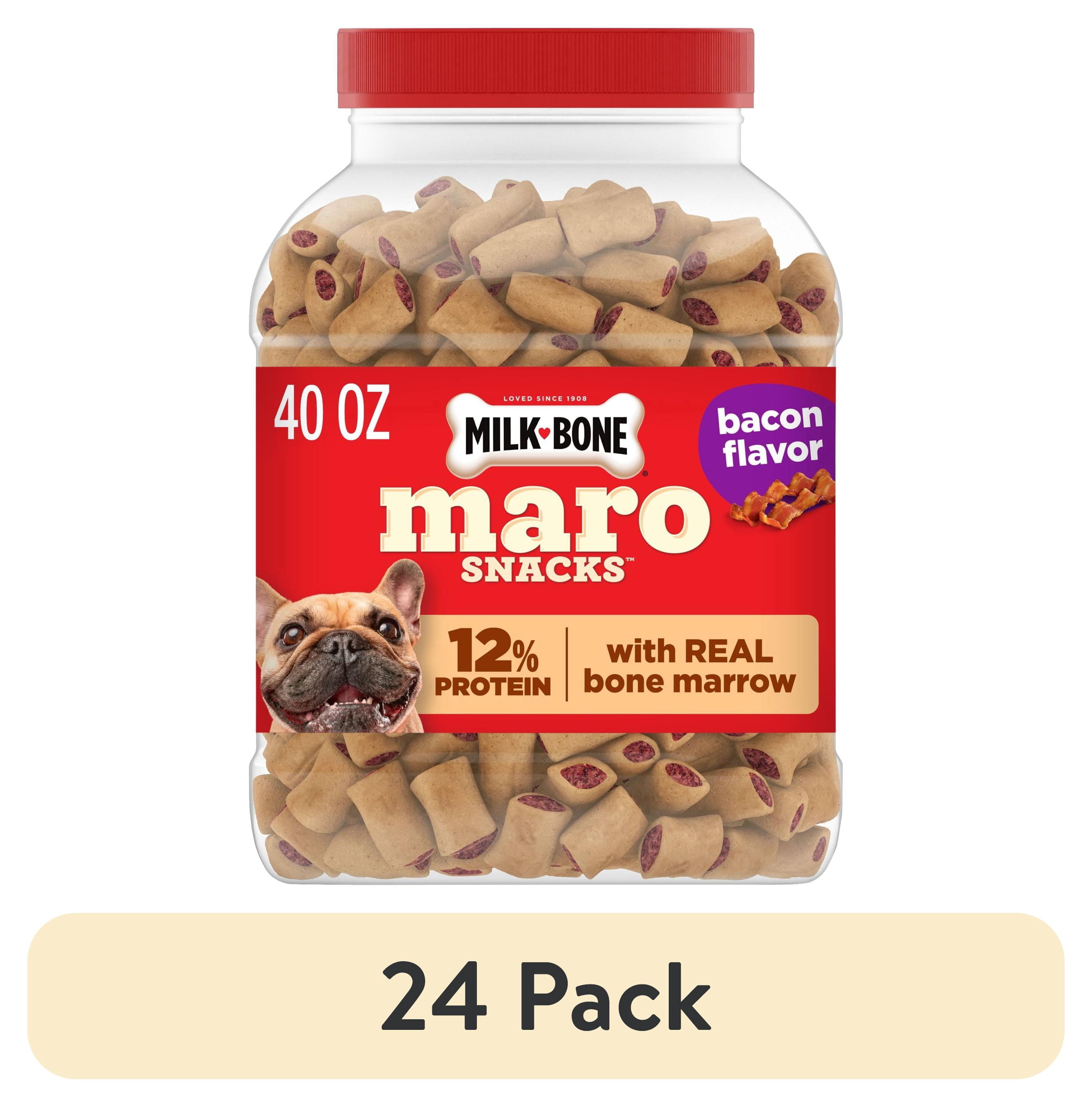 (24 pack) Milk Bone MaroSnacks Bacon Flavor Small Dog Treats With Bone Marrow, 40 ozs