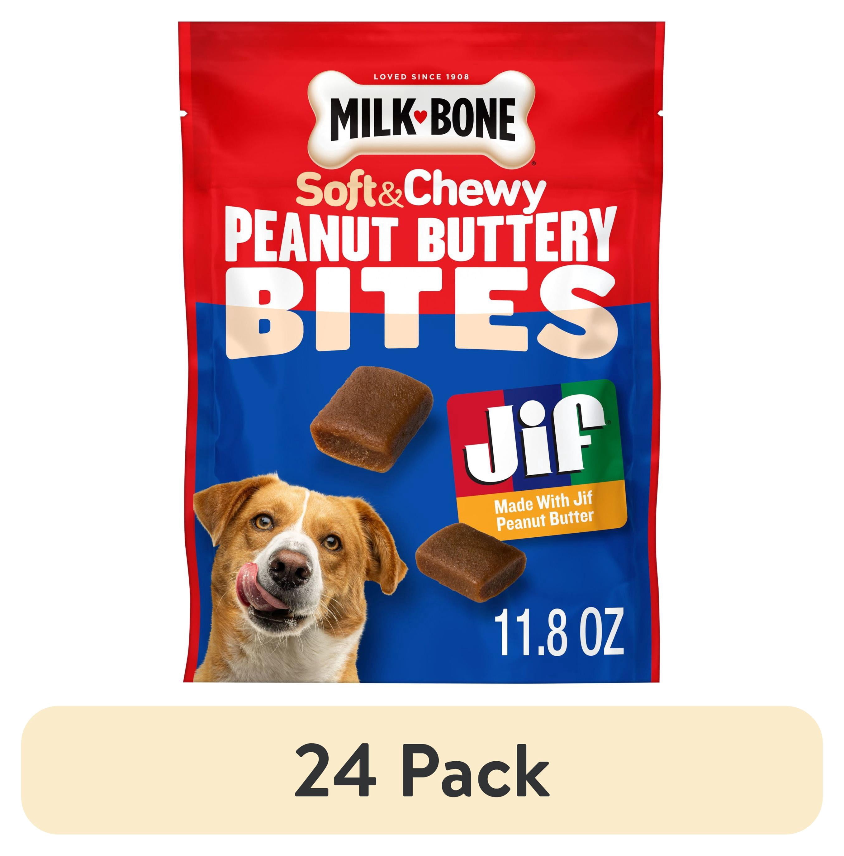 (24 pack) Milk Bone Peanut Buttery Bites Soft Dog Treats With Jif Peanut Butter, 11.8 oz Bag