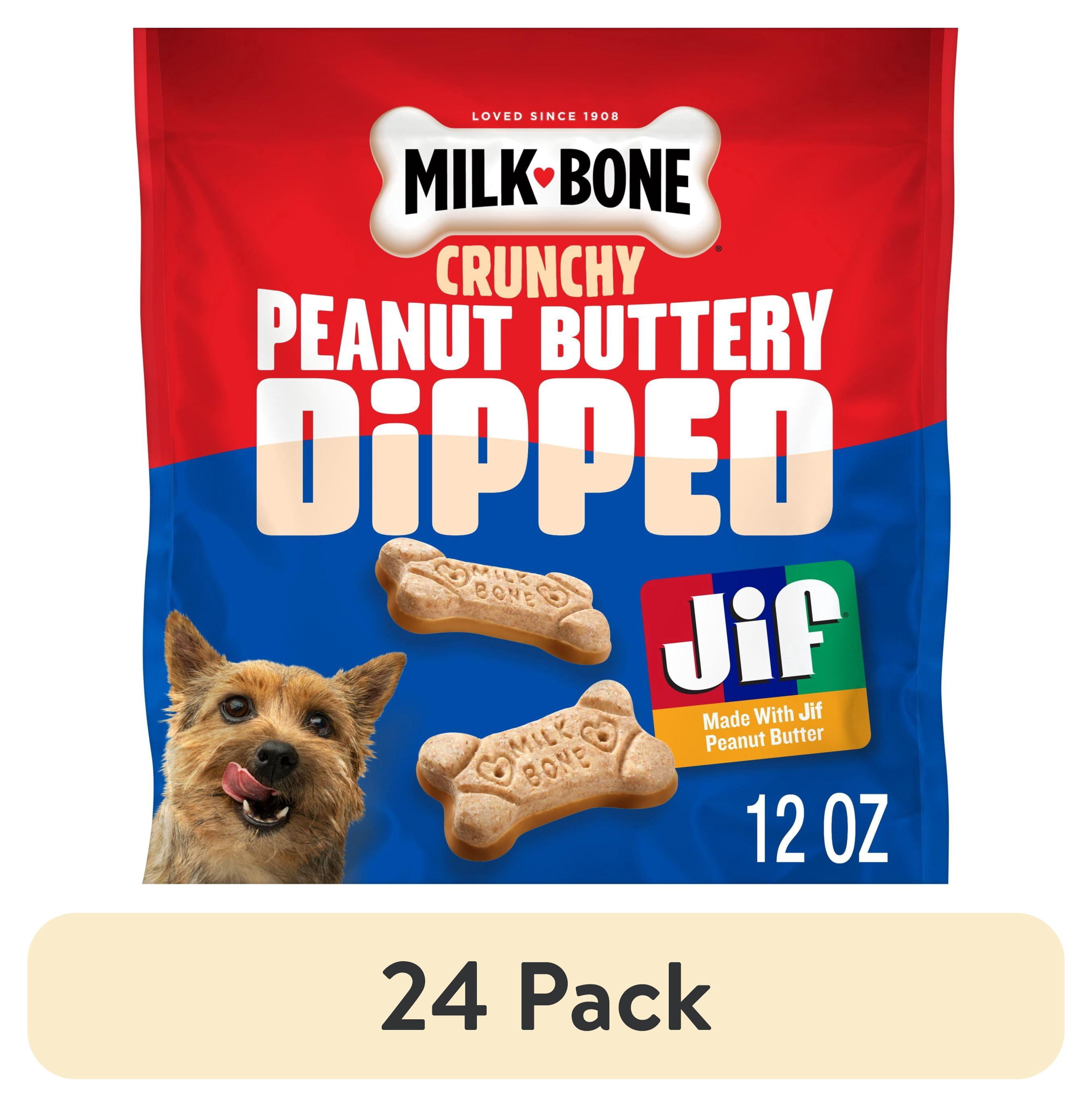 (24 pack) Milk Bone Peanut Buttery Dipped Dog Biscuits with Jif Peanut Butter, 12 oz Bag