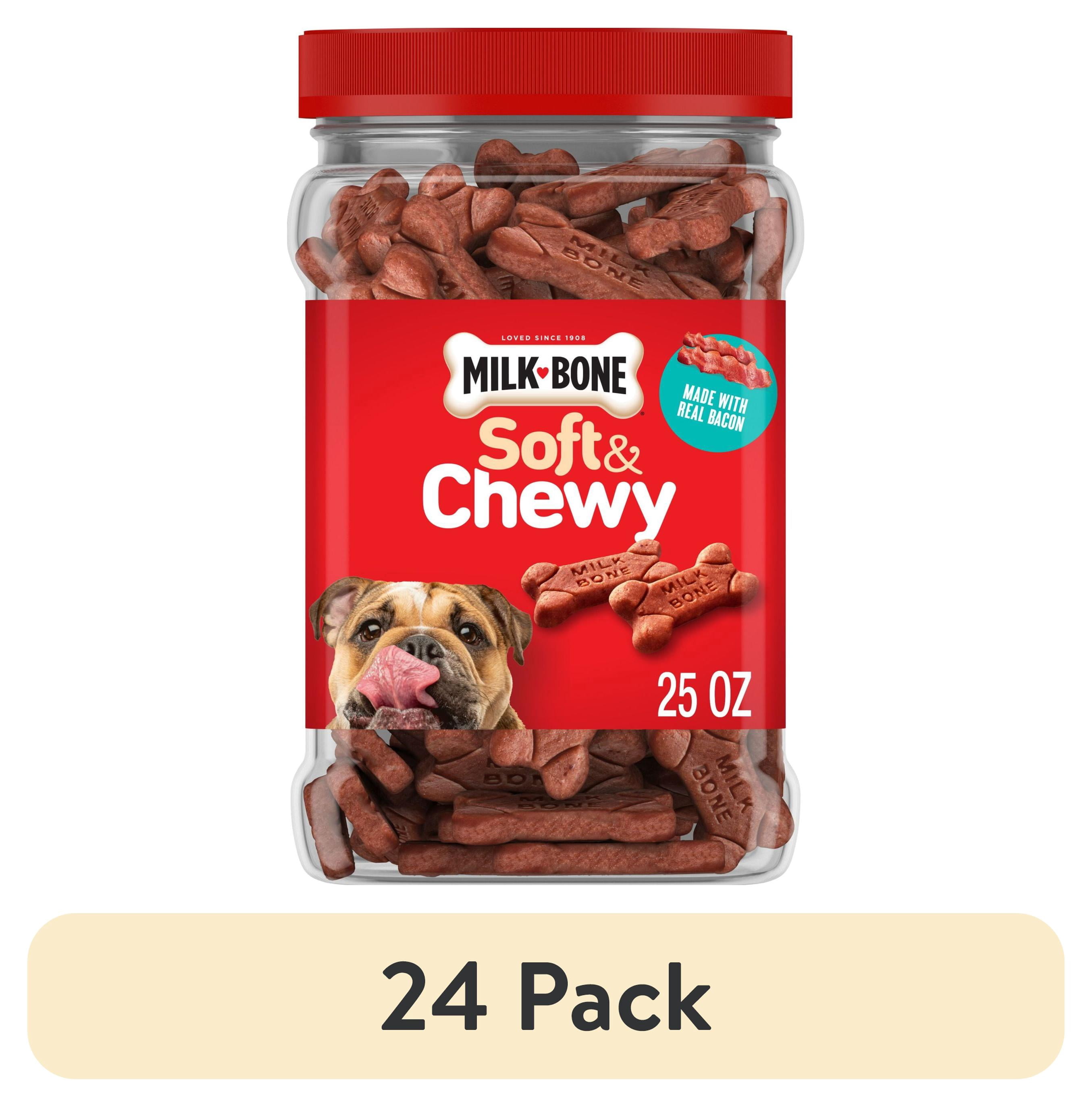 (24 pack) Milk Bone Soft & Chewy Dog Treats, Made with Real Bacon, 25 oz Canister