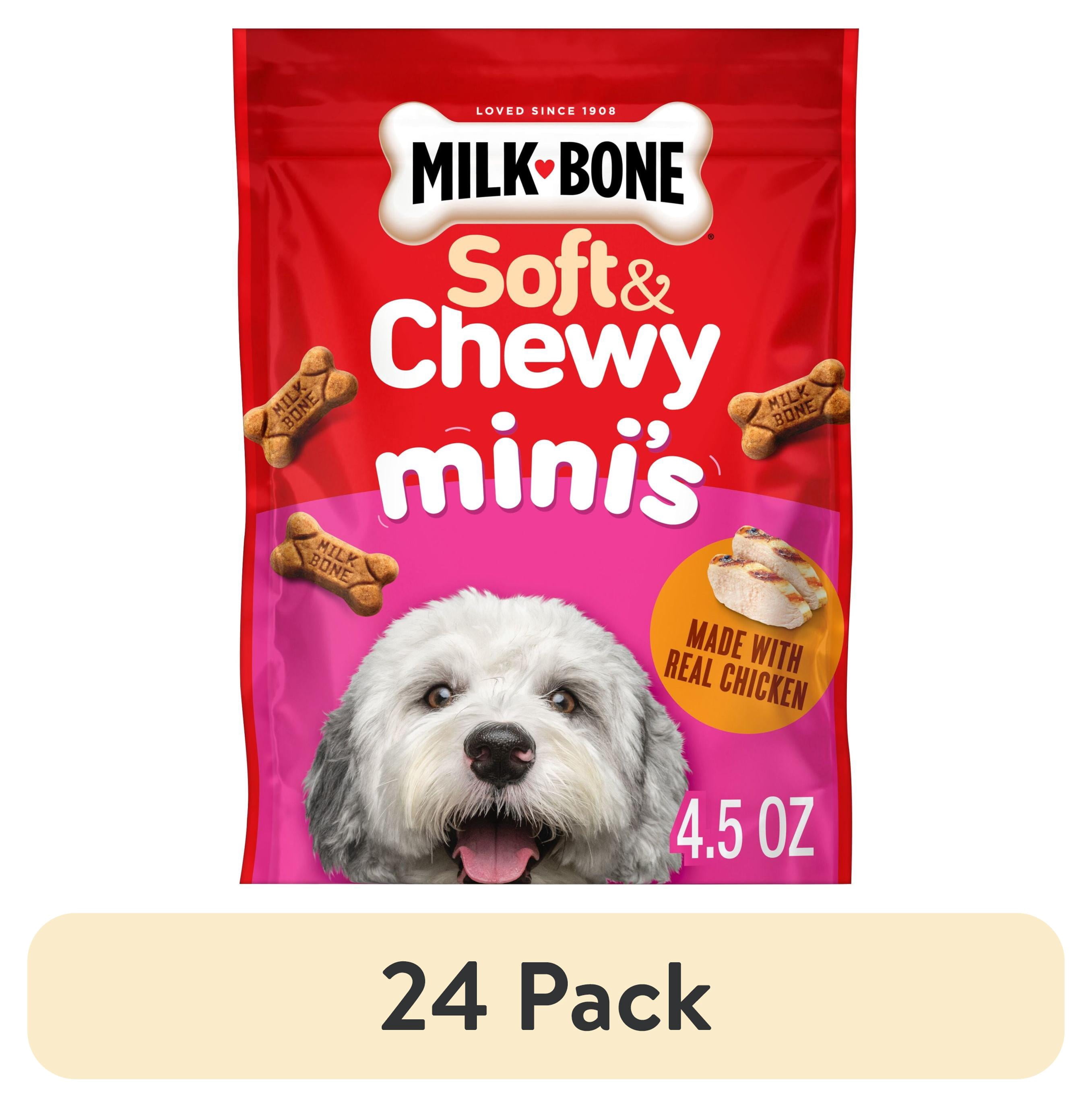 (24 pack) Milk Bone Soft & Chewy Mini’s Dog Treats, Made with Real Chicken, 4.5 oz Pouch