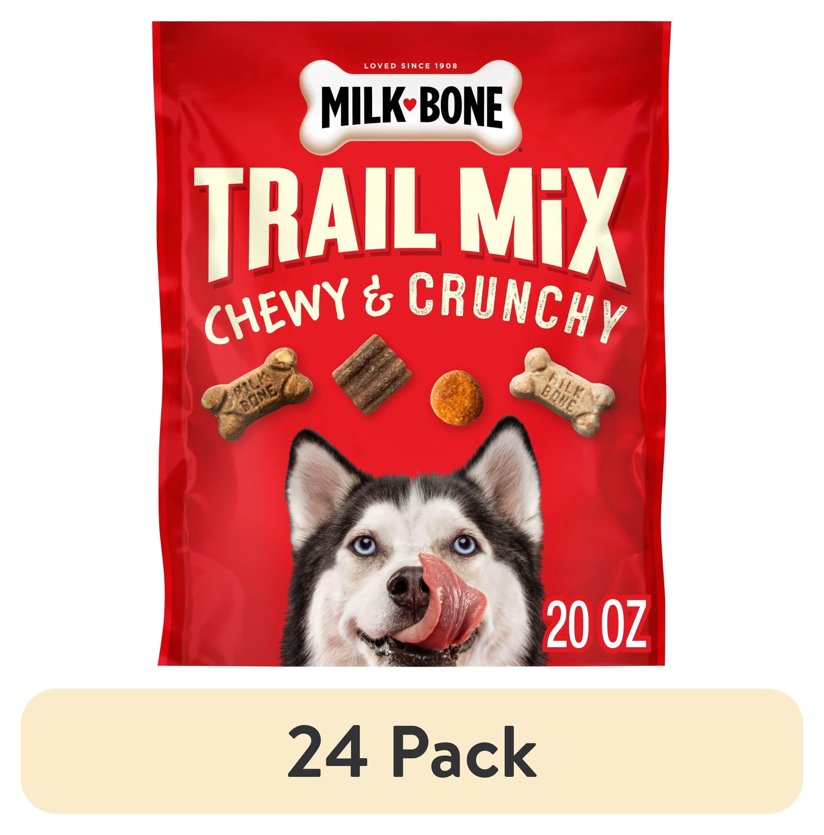 (24 pack) Milk Bone Trail Mix With Real Beef & Sweet Potato, Crunchy & Chewy Dog Treats, 20 oz