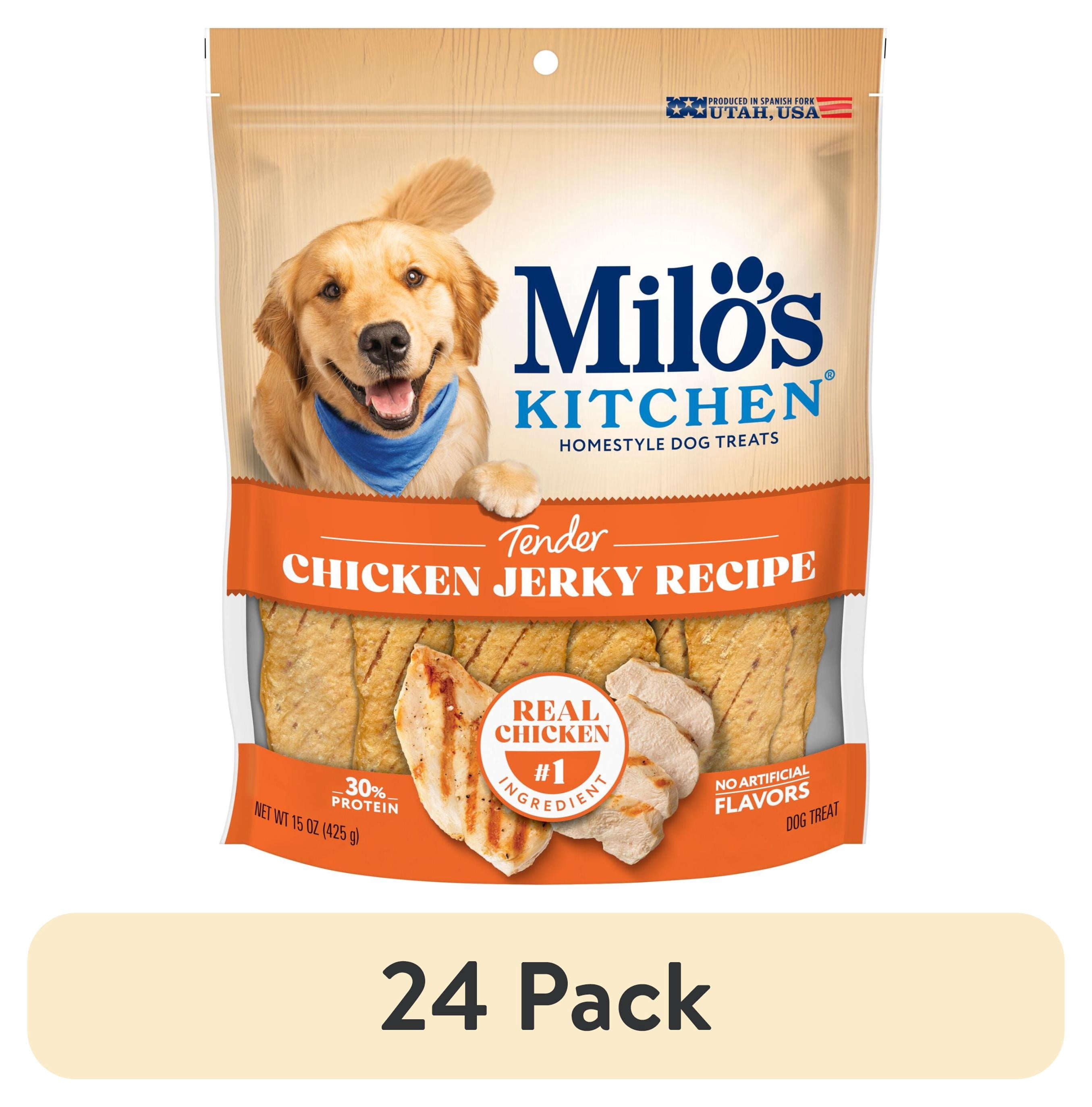 (24 pack) Milo’s Kitchen Chicken Jerky Recipe Dog Treats, 15 oz Bag