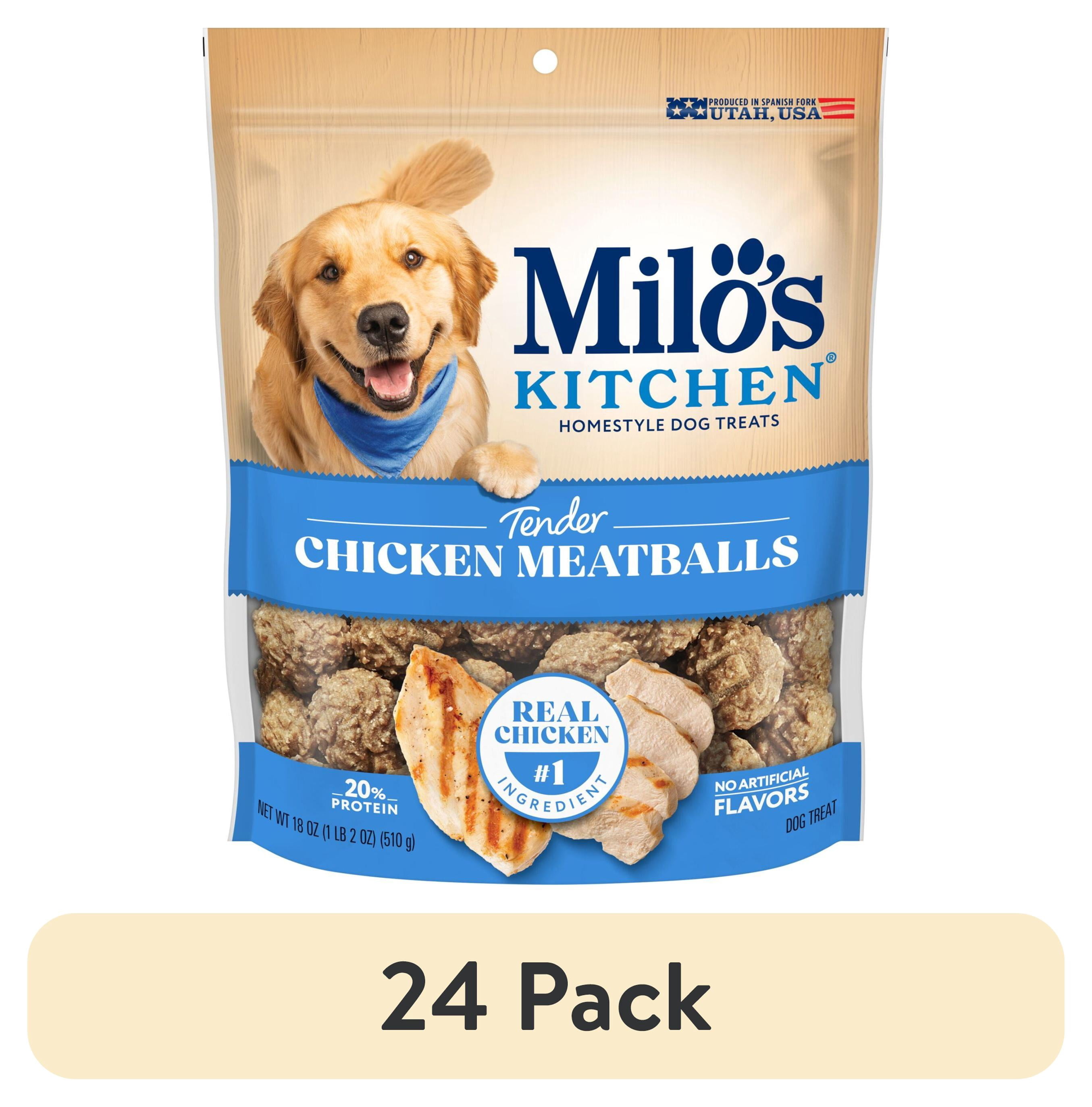 (24 pack) Milo’s Kitchen Chicken Meatballs Dog Treats, 18 oz Bag