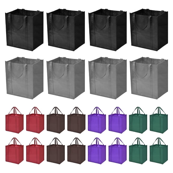 24-pack Multicolor Reusable Grocery Bags Large Foldable Heavy Duty Tote