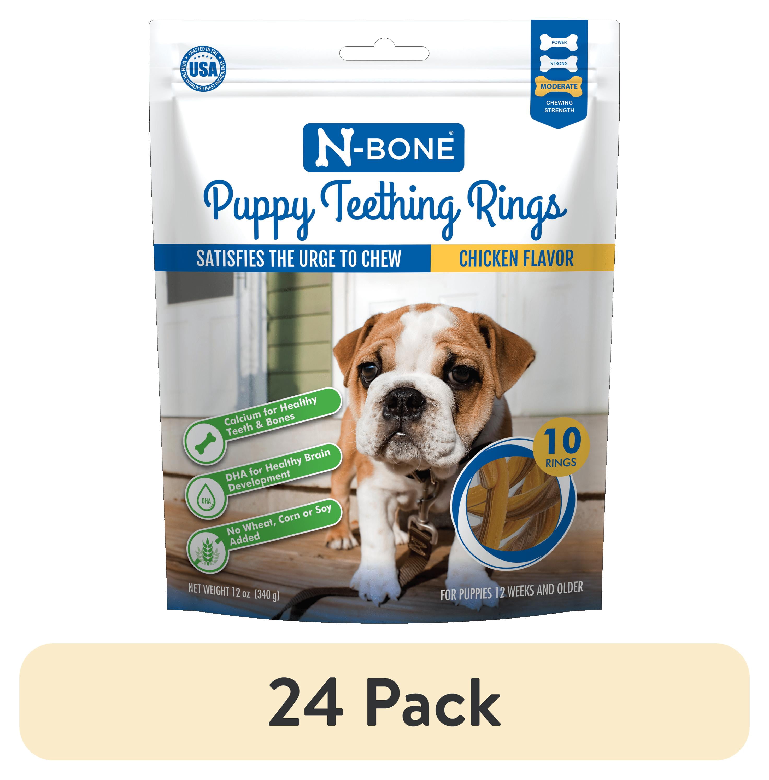 (24 pack) N-Bone® Puppy Teething Rings Chicken Flavor, 10 Treats, 12 oz, Dried Chew Treats for Dogs