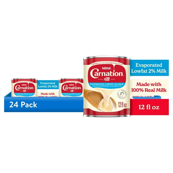 (24 pack) Nestle Carnation Vitamin D Added Evaporated Milk for Valentine's Day Baking, 12 fl. oz. Can