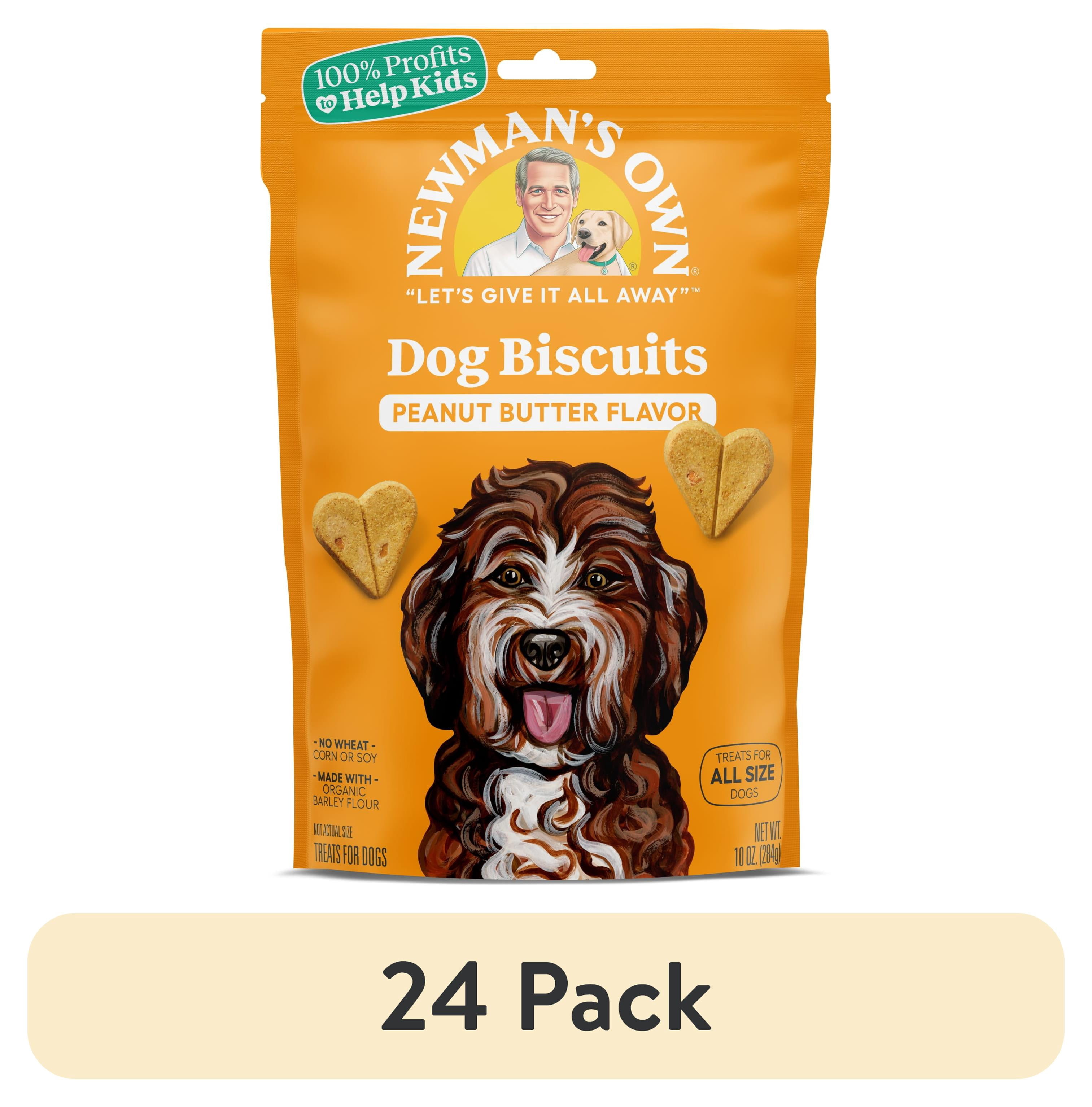 (24 pack) Newman's Own Peanut Butter Dog Biscuits - Oven Baked Crunchy Dog Treats, 10 oz Bag